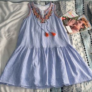 Beach lunch lounge embroidered cotton and linen-blend mini dress - Medium